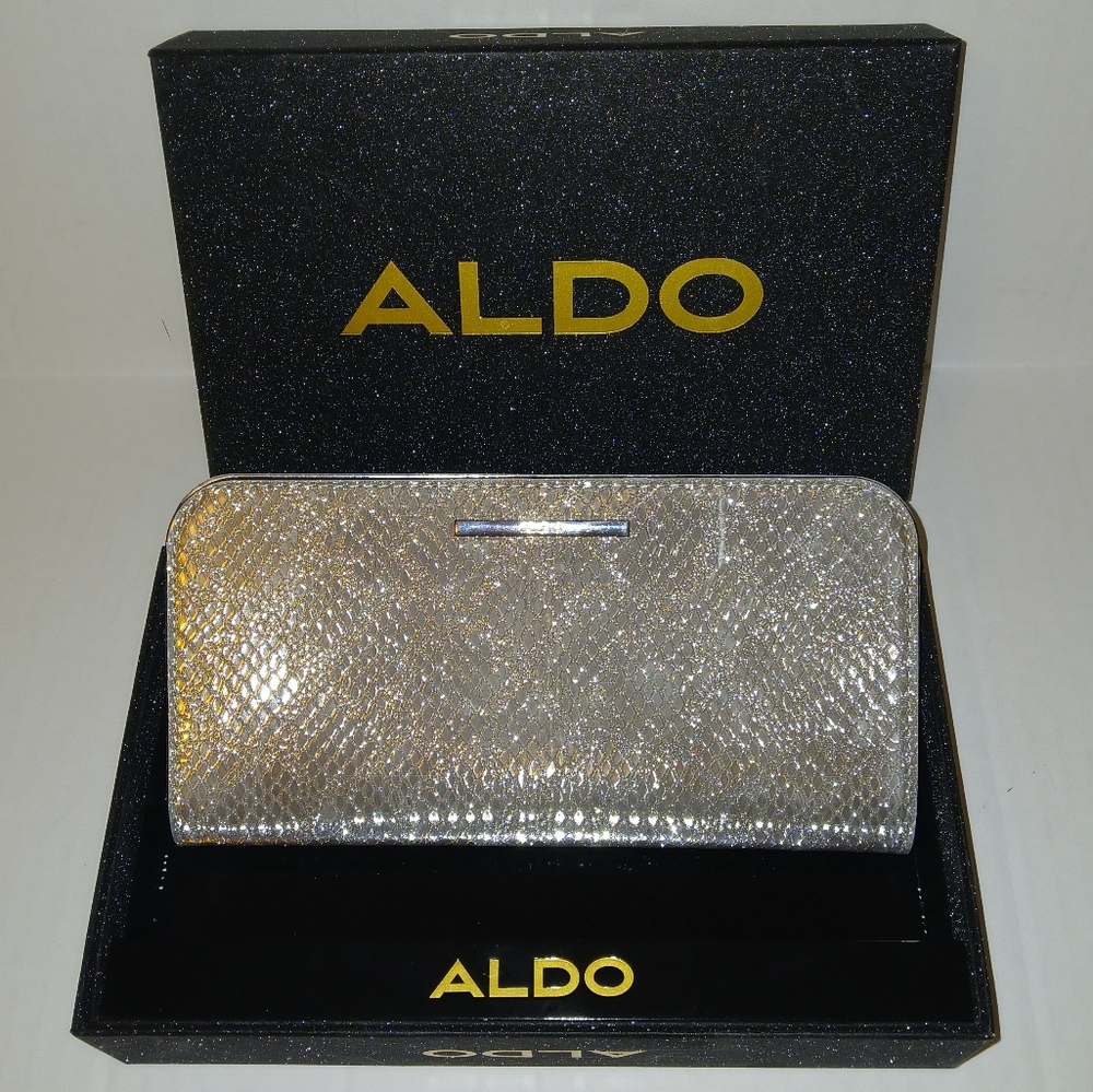Aldo Silver Metallic Textured Wallet